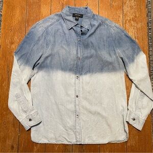 Karen Kane Two-Tone Blue Ombre Button-Up Tunic